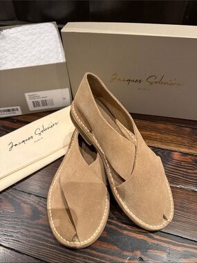 Suede Slip-On Flats in Tan